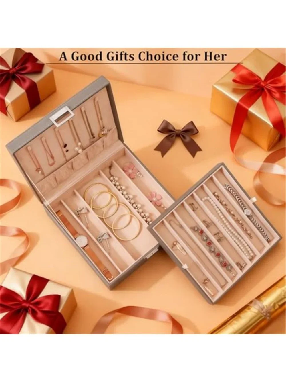 Jewelry Box Organizer, 2-Layer Necklace Organizer Box, Modern Style Necklace